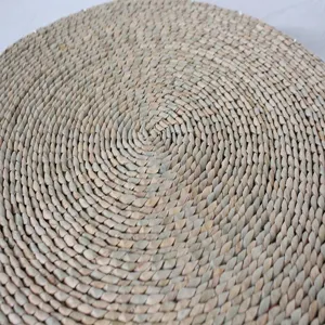Handmade straw woven round cushion natural tatami mat retro floor seat pouffe design