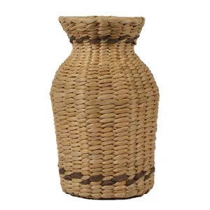 Handgeflochtene Stroh Vase natur Seegras Pflanztopf rustikal Vintage Tisch Trockenblumen Behälter