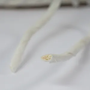 Wit papier touw detail toont binnenste meerlagige structuur voor kat krabber DIY.