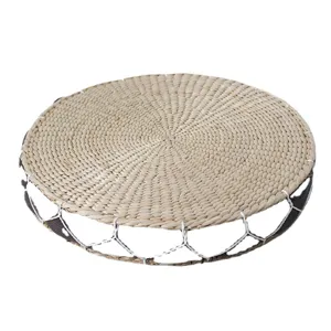 Handmade straw woven round meditation cushion retro tatami floor mat for home decor