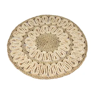 Round woven placemat handmade straw table mat natural fiber boho dining decor kitchen accessory