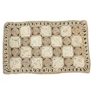 Handmade natural straw woven floor mat, creative rectangular door mat and bedroom foot pad.