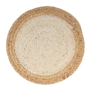 Handmade round straw woven placemat natural plant fiber heat resistant table mat kitchen decor