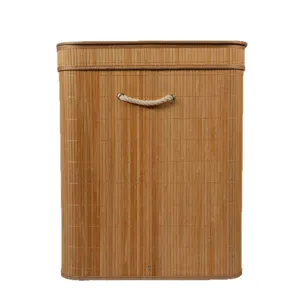 Premium bamboo laundry basket with lid and rope handle for home organization storage.