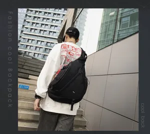 Men black sling backpack outdoor casual chest bag fashion teardrop shoulder bag daily use.