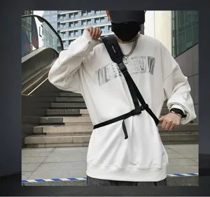 Men tactical chest bag stylish streetwear crossbody bag outdoor casual shoulder bag details