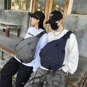 Unisex large capacity teardrop crossbody chest bag for casual outdoor travel use.