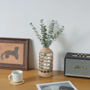 Housse de vase en verre ficelle de papier rustique décor maison centre de table esthétique