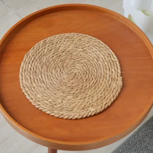 Natural Straw Woven Place Mat Handmade Thickened Heat Insulation Table Mat Round Pot Pad For Dining Room Home