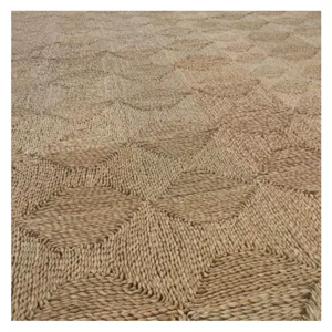 Handmade Natural Straw Woven Rug Geometric Texture Tatami Mat Living Room Floor Decor