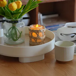 Conjunto de portavelas y florero de cristal de ratón hecho a mano decoración para hogar.
