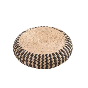 Japanese straw woven tatami cushion round thick floor pouf natural fiber meditation mat home