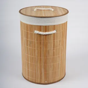 Nordic bamboo woven storage basket with lid and rope handles, perfect for home organization.