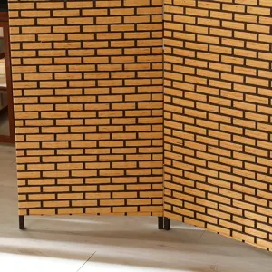 Foldable room divider screen detail with classic brick pattern for home decor use