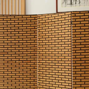 Detailed view of the Chinese style folding screen featuring a classic brick pattern design.