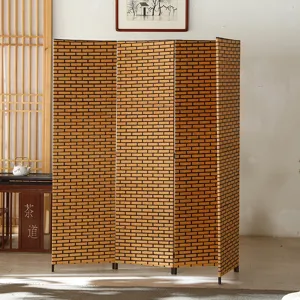Chinese minimalist foldable double sided screen room divider for living room and bedroom home decor