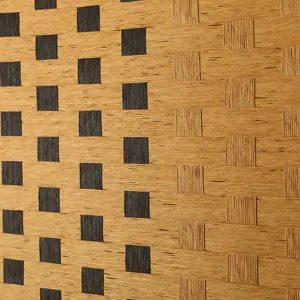 Close-up detail of Chinese style woven room divider partition panel texture pattern.