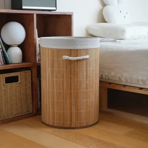 nordic bamboo laundry basket bedroom storage hamper woven clothes toy organizer bin