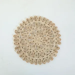 Salvamanteles redondo tejido de hoja de maíz hecho a mano decoración rústica de pared