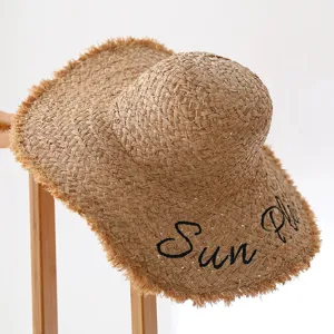 Handcrafted raffia empty top sun hat casual beach straw hat summer outdoor sun protection