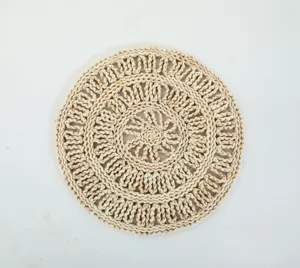 Salvamanteles redondo de hoja de maíz trenzada estera de paja natural decoración boho.