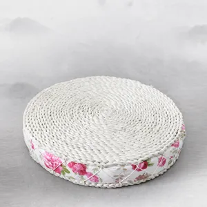 Handmade Woven Corn Husk Floor Cushion Round Tatami Pouffe Natural Straw Meditation Mat For Home Living Room Bedroom