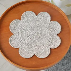 Nordic Ins Style Cotton Rope Woven Placemat Kitchen Dining Table Heat Insulated Pot Mat Round Braided Coaster Home Decor