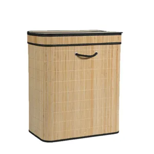 Nordic bamboo woven foldable laundry basket for bedroom living room storage hamper organizer