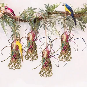 Handmade woven bird foraging toy hanging nest natural grass parrot chew toy pet supplies