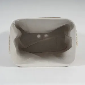 Detailed top view showing the clean interior structure and durable fabric lining of the storage bin.