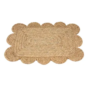 Set de table rectangulaire en paille naturelle tissée bord festonné résistant à la chaleur