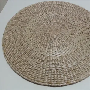 Handcrafted round woven cattail mat for yoga, meditation, tatami, and home window sill decor.