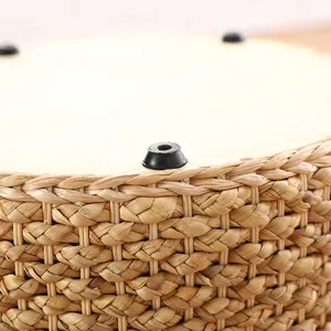 Detail shot of the bottom structure and fine straw weaving of a Japanese meditation cushion.