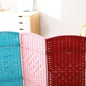Paravent pliant en rotin séparateur de pièce clôture pour animaux décoration de maison