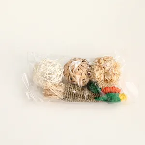 Natural grass woven pet chew toys set for hamsters and parrots molar and playful fun.