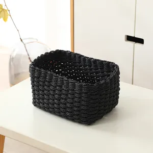 Schwarzer gewebter Aufbewahrungskorb Desktop-Organizer für Wohnzimmer Haushaltsartikel.