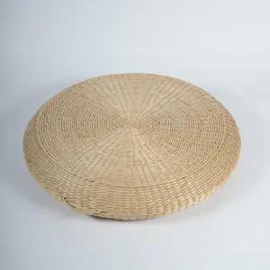 Handwoven round cornhusk straw cushion tatami meditation yoga floor mat natural seat pad