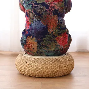 Japanese thickened straw meditation cushion tatami floor pouf for zen tea room and living room