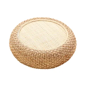 Japanese thick woven straw meditation floor cushion pouf for tatami room living room decor