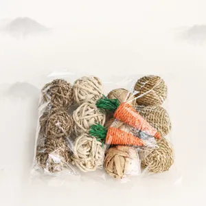 Natural Grass Woven Parrot Hamster Chewing Toy Molar Ball Small Animal Pet Cage Entertainment Accessories
