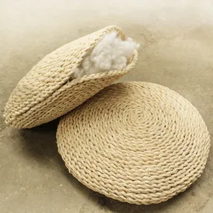 Handmade Natural Corn Husk Braided Tatami Floor Cushion Round Straw Meditation Mat For Home Decor Living Room
