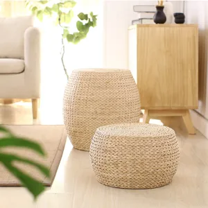 Japanese Handmade Straw Weaving Meditation Cushion Tatami Stool Natural Woven Round Floor Pouf Zen Tea Table Sitting Mat