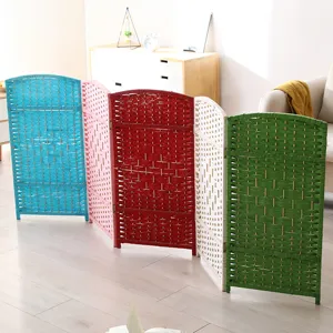 Colore paravent pliant en rotin separateur de piece barriere animaux et decoration