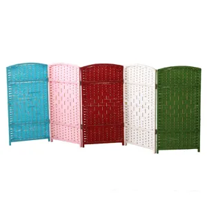Paravent pliante en osier coloré clôture pour animaux 5 panneaux séparateur de pièce