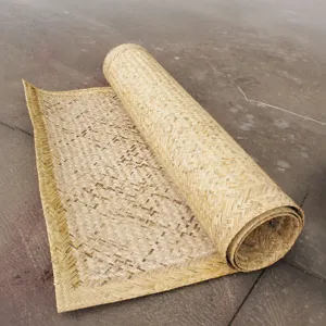 Natural Hand Woven Reed Mat Pastoral Style Floor Mat Plant Fiber Woven Carpet Home Farmhouse Decor