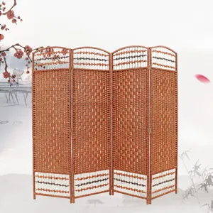 Chinese Style Folding Screen Rattan Woven Room Divider Partition For Living Room Office Hotel Home Decor Furniture