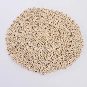 Round woven placemat natural corn husk table mat for dining room kitchen decor 1pcs