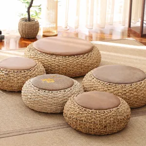 Natural Woven Straw Tatami Cushion Japanese Style Round Thickened Meditation Mat Floor Pillow For Balcony Living Room Home Decor