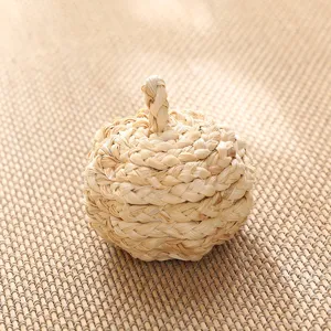 Handmade straw woven pumpkin craft rustic autumn harvest tabletop decoration home ornament