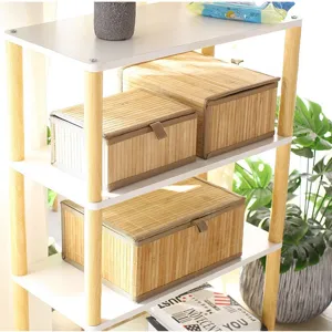 Bamboe geweven opbergdoos voor bureau, ideaal voor het organiseren van kleding en speelgoed.